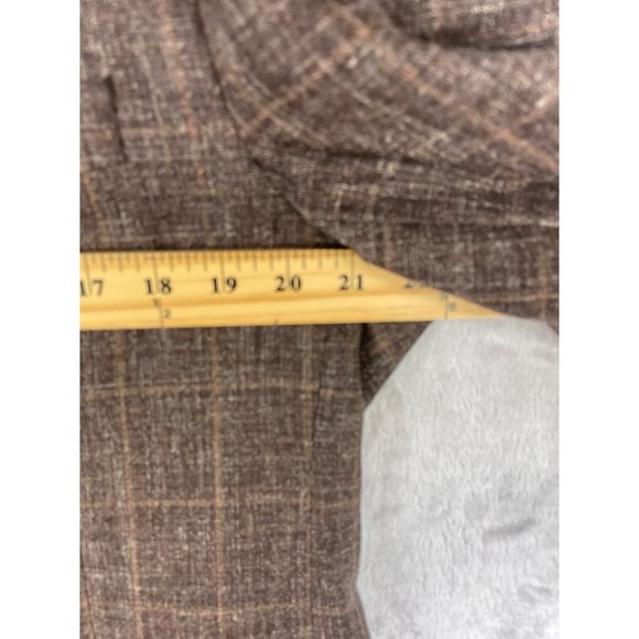 Mantoni Milan Italy Virgin Wool Sports Jacket Mens 46L Brown Plaid - Picture 5 of 10